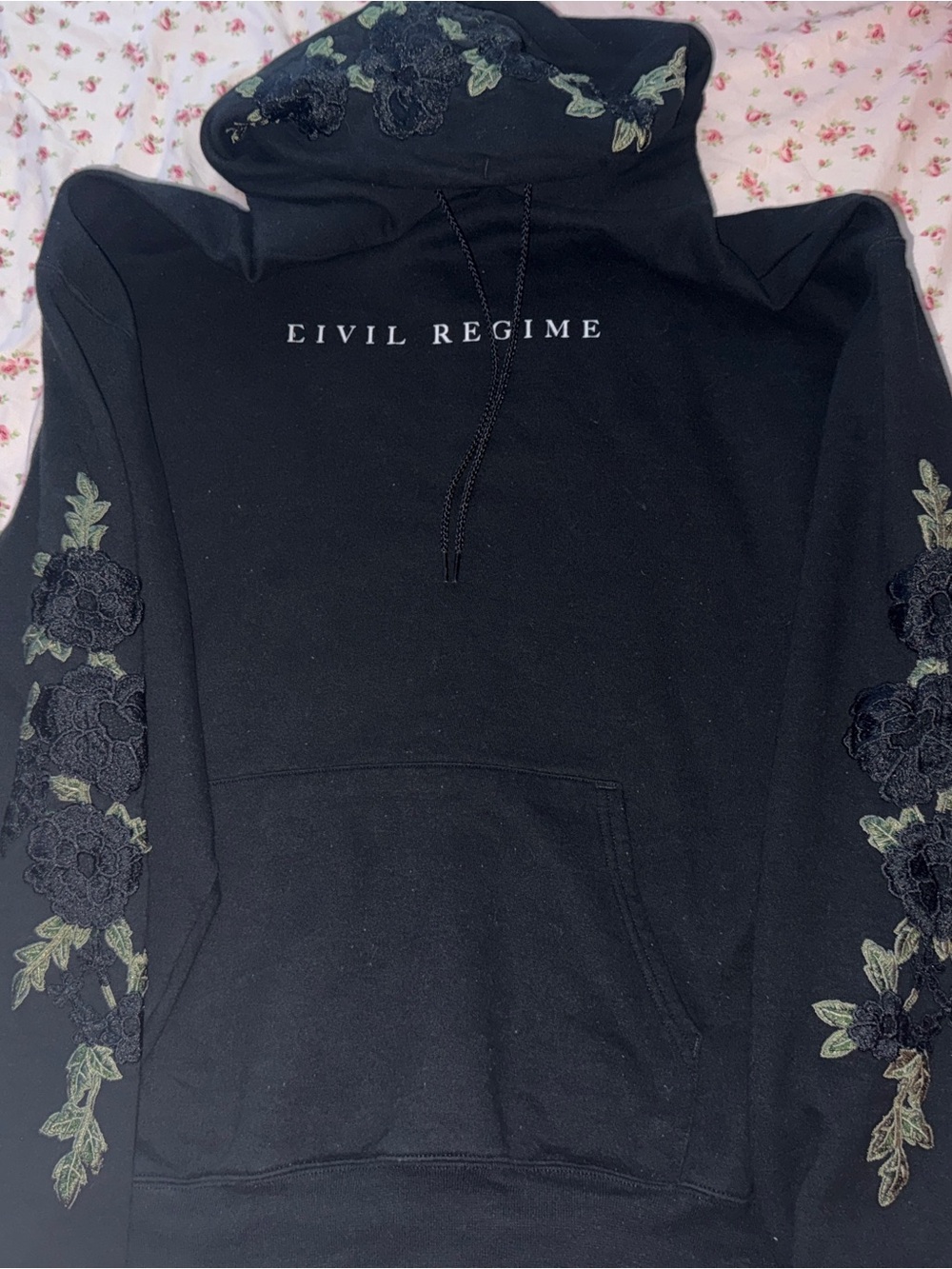 CIVIL REGIME x Champion Black Embroidered Rose Hoodie